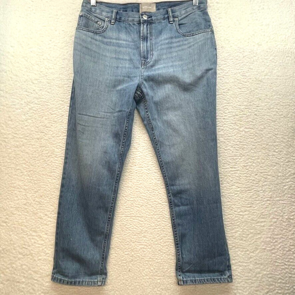 Everlane Jeans Womens 32 Blue Lightweight Relaxed Straight High Rise Organic - Picture 1 of 12
